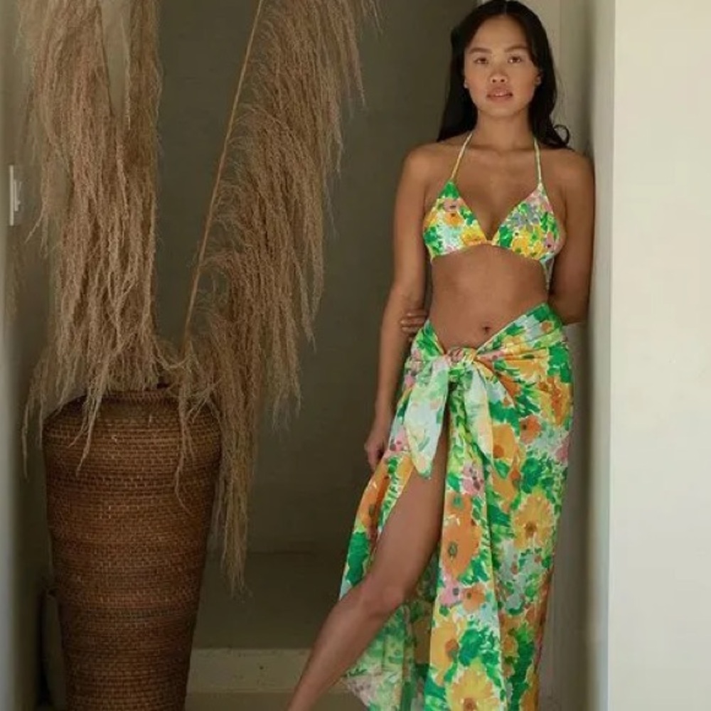 With Jean Floral Bikini Set (swim set + sarong)